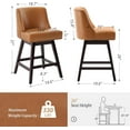 thumbnail image 6 of Dycanpo 26''H Swivel Counter Stools Set of 3 with Back Faux Leather for Home Kitchen Island, Brown, 6 of 9