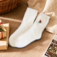 thumbnail image 5 of Women Christmas Fuzzy Embroidered Crew Socks, Soft Fluffy Warm Holiday Sleeping Socks, Cozy Thermal Indoor Socks, Festive Gift Socks for Ladies D, 5 of 5