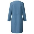 thumbnail image 4 of Cotton Linen Basic Maxi Dress Boho Style Ladies Crew Neck Half Sleeve Daily Suit, 4 of 9