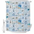 thumbnail image 2 of Summer Ocean Shower Curtains for Bathroom, Turtle Octopus Starfish Anchor Washable Fabric Shower Curtain with Hooks Waterproof Bathroom Decor Sets, 72 x 84 Inches, 2 of 9