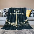 thumbnail image 2 of GOSMITH Lightweight Anchor Navy Blue White Nautical Sailing Decor Anchor Square Flannel Blanket White, 2 of 6