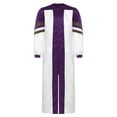 thumbnail image 1 of Aislor Men Color Block Clergy Robe Church Robe Loose Fit Long Sleeve Maxi Gown Graduation Gown Purple L, 1 of 7