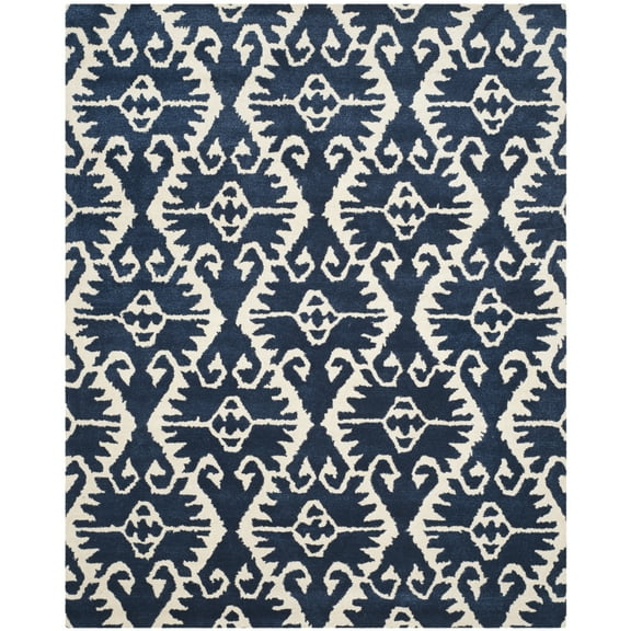 SAFAVIEH Wyndham Dzvonko Southwestern Wool Area Rug, Royal Blue/Ivory, 8'9" x 12'