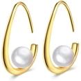 thumbnail image 1 of Pendientes de perlas para mujer, chapados en oro de 14 quilates, pendientes colgantes de perlas de agua dulce, hipoalergénicos para niñas, 1 of 6