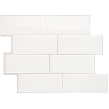 (4-Pk) Smart Tiles Metro Campagnola White Vinyl Peel  Stick Tiles SM1100G-04-QG