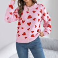 thumbnail image 3 of Conairie Valentines Day Sweater for Women Long Sleeve Cute Heart Print Crew Neck Sweatshirt Casual Loose Soft Pullover Tops Knit Sweaters Pink S, 3 of 7