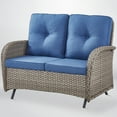 thumbnail image 6 of Behousewell Outdoor Glider Loveseat Sofa Wicker Rattan Glider Sofa,Patio 2 Seater Wicker Sofa with Thicking Back & Seat Cushions for Garden Balcony Backyard, 6 of 7