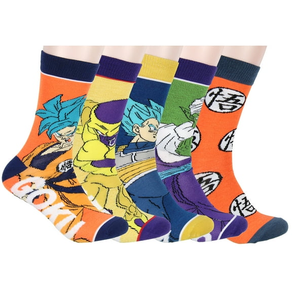 Dragon Ball Z Character Socks Goku Vegeta Frieza Piccolo 5 Pack Adult Crew Socks