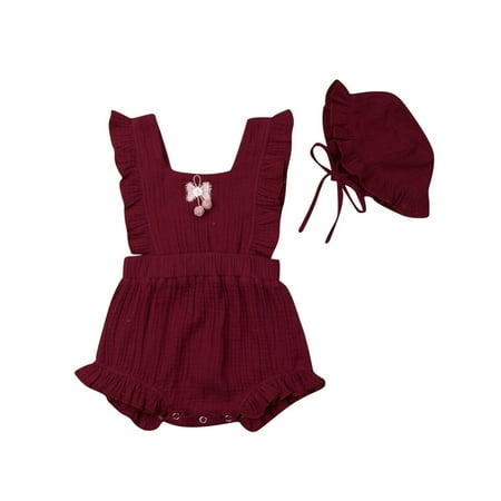 

Newborn Baby Girl Romper Ruffled Sleeveless One-Piece Bodysuits Outfits Clothes