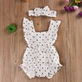 thumbnail image 2 of Franhais Baby Girl's Summer Outfits Romper Backless Ruffle Bodysuit Jumpsuit with Bowknot Headband, 2 of 8