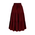 thumbnail image 3 of XIAONU Tiered Midi Skirt For Women Elastic Waist Drawstring Casual Flowy A Line Skirt, 3 of 5