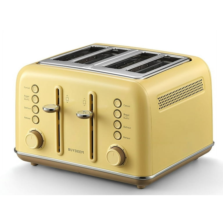 BUYDEEM DT620 2-Slice Toaster, Extra Wide Slots, Retro Stainless Steel with  High Lift Lever, Bagel and Muffin Function, Removal Crumb Tray, 7-Shade