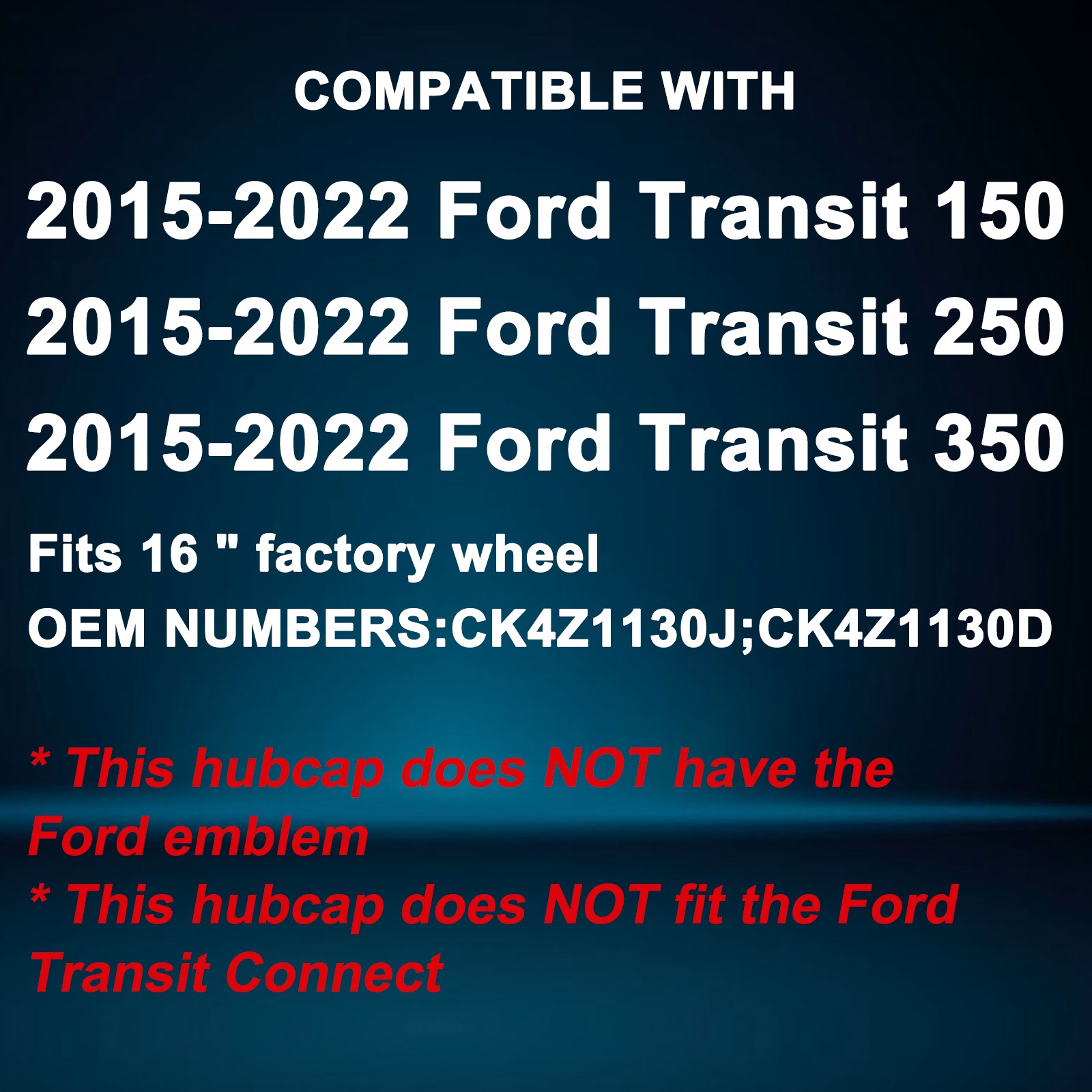16" HubCaps Compatible With 2015-2023 FORD TRANSIT 150 250 350 VAN 16 inch Steel Wheel Covers ;Black ; Set Of 4 Packs