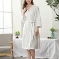 thumbnail image 3 of Lovers Summer Fashion Waffle Bathrobe Women Water Absorption Bath Robe Spa Plus Size Dressing Gown Bridesmaid Robes white XXXL, 3 of 9