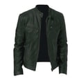 thumbnail image 1 of Men's Faux Leather Jacket Stand Collar Motorcycle Leather Jackets Casual Lightweight Zip Up Biker Coat, 1 of 5
