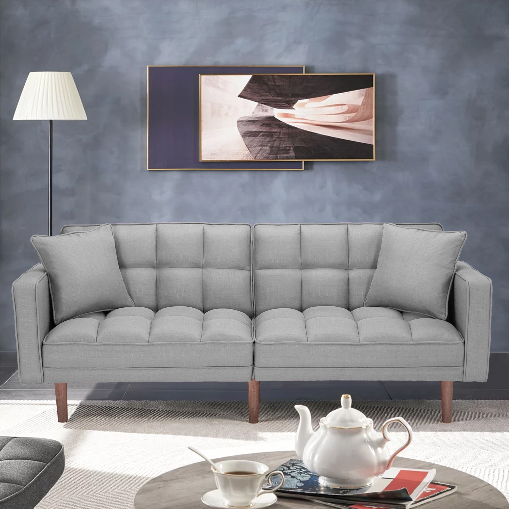 Memory Foam Convertible Futon Sofa Bed, Fabric Tufted Sofa Bed,Sleeper