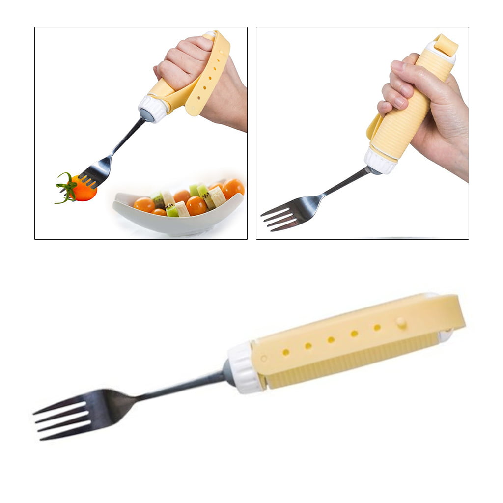 Arthritis Elderly Utensil Disabled Patient Easy Grip Eating Aids Spoon Fork  Stainless Steel Removable Rotating Tableware 