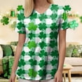 thumbnail image 6 of GEWSEY St Patricks Day Scrub Tops for Women Short Sleeve V Neck Scrubs Lucky Shamrock Print Plus Size Medical Uniform Shirts (Mint Green, XXL), 6 of 8