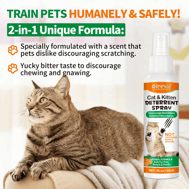 Oimmal Cat Deterrent Spray 120ml Cat Kitten Training Aid with Bitter Anti Scratch Furniture Protector Establish Boundaries Keep Cat off 1pack