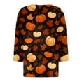 thumbnail image 5 of Godom Women's 3/4 Sleeve V-Neck Shirts Fall Graphic Tees Halloween Casual T-Shirt, 5 of 5