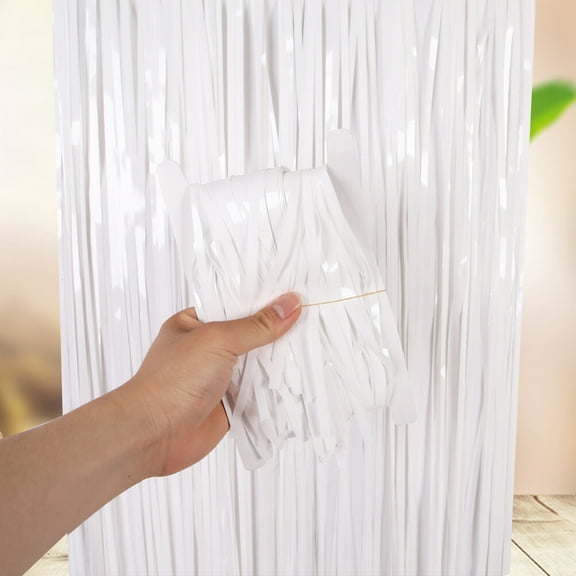 WHAMVOX  Rain Curtain Decoration Decorative Fringe Curtains Tassel Table Skirt White