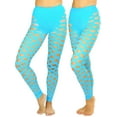 thumbnail image 2 of ToBeInStyle Women's Slashed Fishnet Footless Tights - Turquoise - One Size, 2 of 4