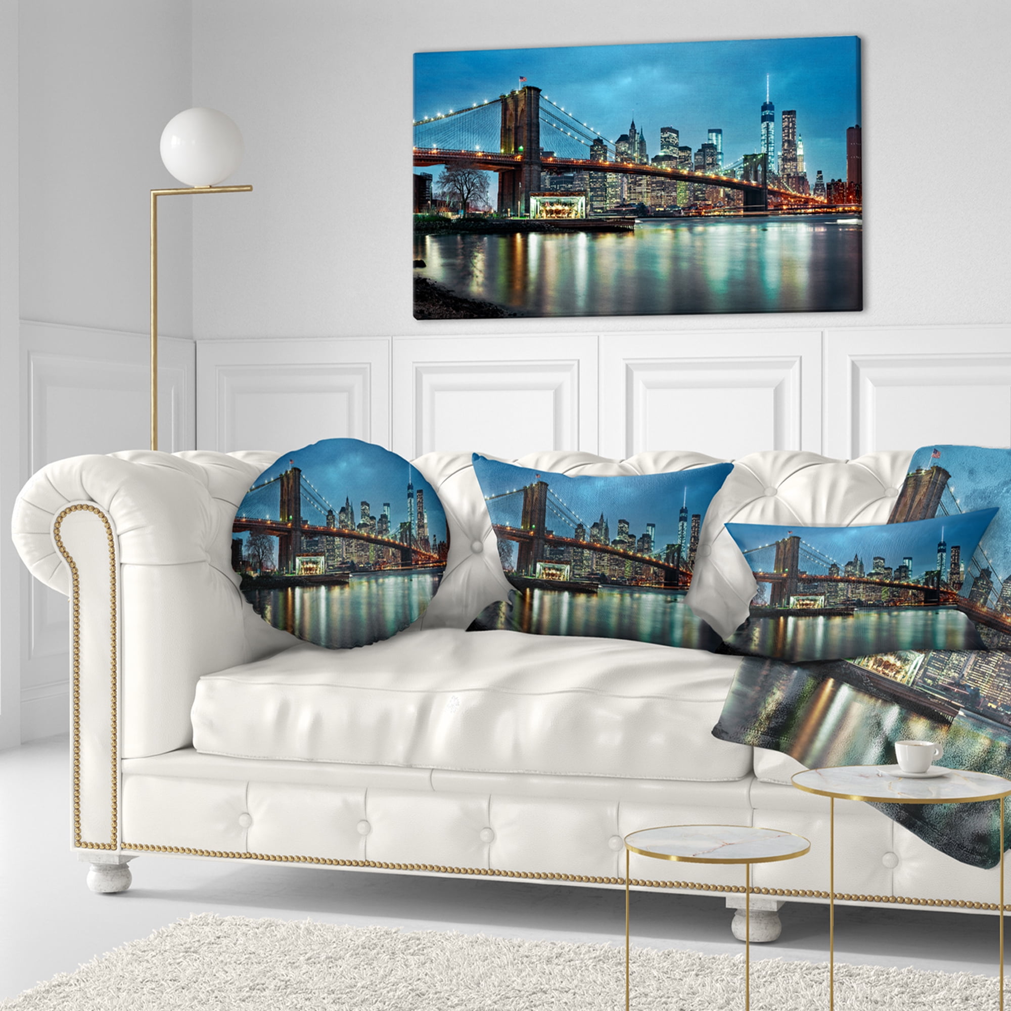 Designart 'Brooklyn Bridge and Skyscrapers ' Cityscape Canvas Print