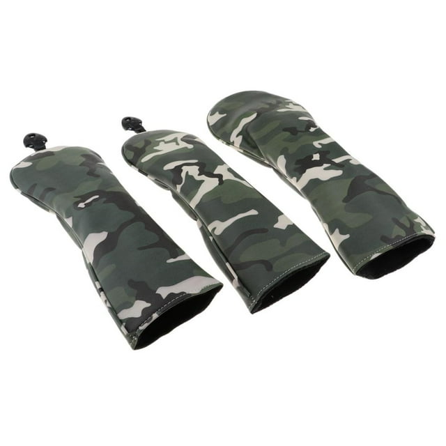 koolsoo 3Pcs/Set Sports Golf Club Headcover 460cc Driver Wood Head Cover Green Camo