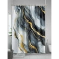 thumbnail image 5 of Abstract Art Marble Texture Shower Curtain, Black Gold Gradient Modern Art Waterproof Shower Curtain Set with 12 Hooks Lightweight Washable Fabric Shower Curtains for Bathroom 72x72 Inches, 5 of 6