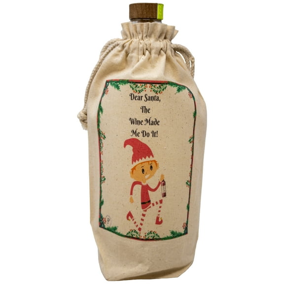 Dear Santa The Wine Made Me Do It Gift Bag | Alcohol Gift Bags | Liquor Tote Bag | Holiday Gift Bags