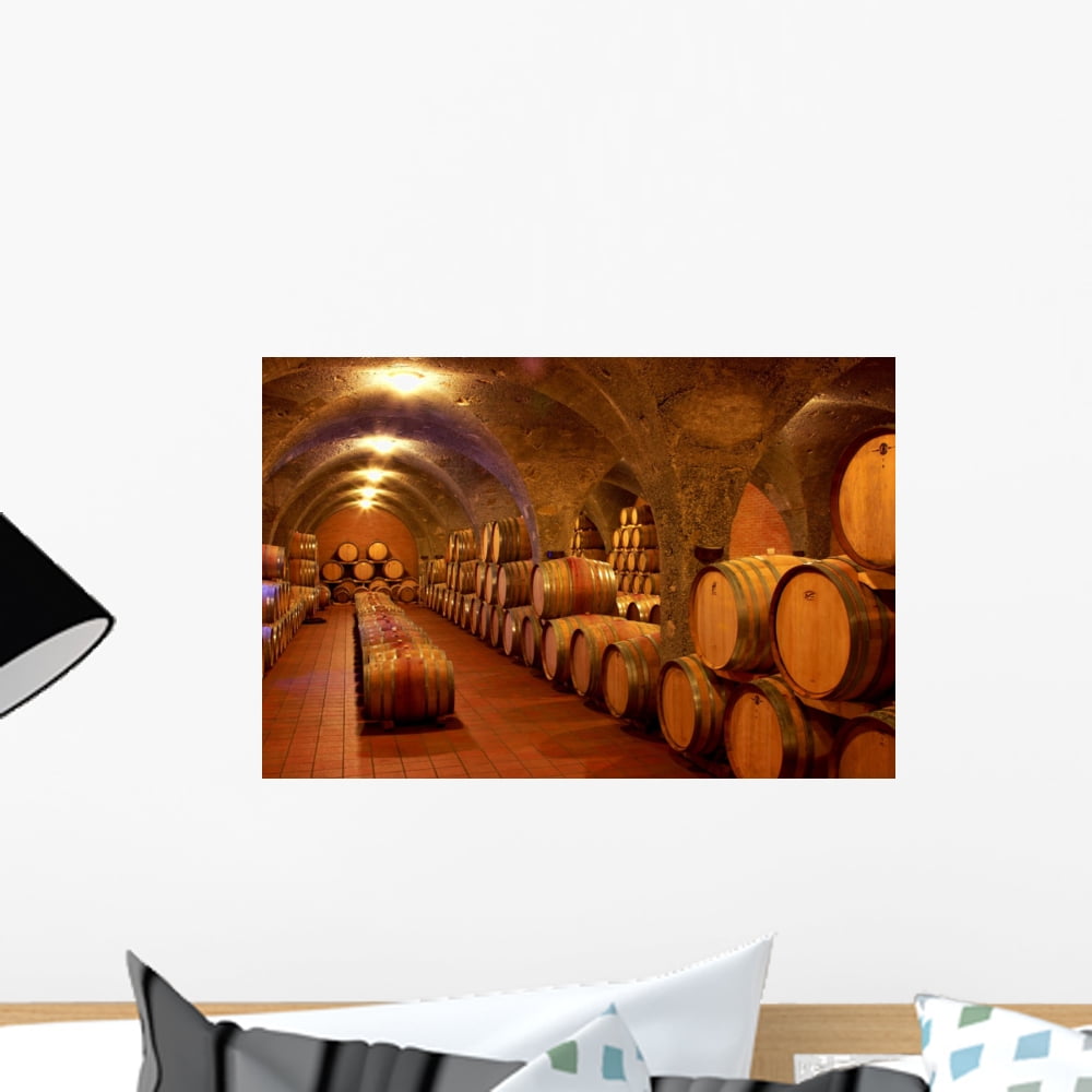 Wine Cellar Built Red Wall Mural Decal Sticker, Wallmonkeys Peel
