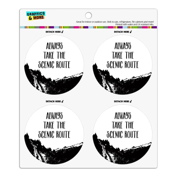 Always Take the Scenic Route Hiking Travel Refrigerator Fridge Locker Vinyl Circle Magnet Set