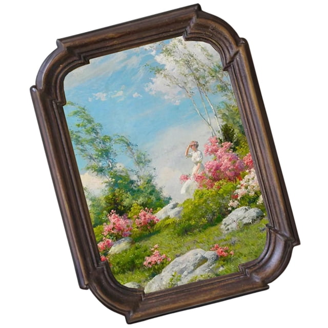 veasfak Cadre Photo Rétro en Résine Décoratif Peint à la Main Décoration Maison Présentoir de Table 19.3x14.5cm