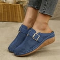 thumbnail image 2 of LOVZFMLL Clogs for Women Mules Slip On Closed Toe Sandals Summer Hollow Shoes Dressy Comfortable Walking Wedge Clogs Blue 5.5, 2 of 4