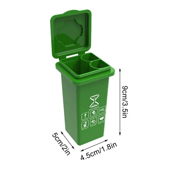STPToys Mini Garbage Trash Holder for Desk,Tiny Trash Can Recycle Bin Storage Box Table Top Storage & Organization - Green