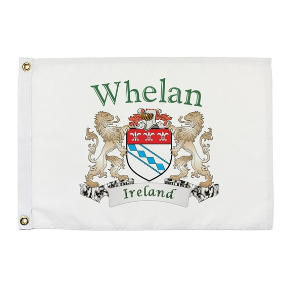Whelan Irish Coat of Arms Small White Flag - 16"x10.5" inches