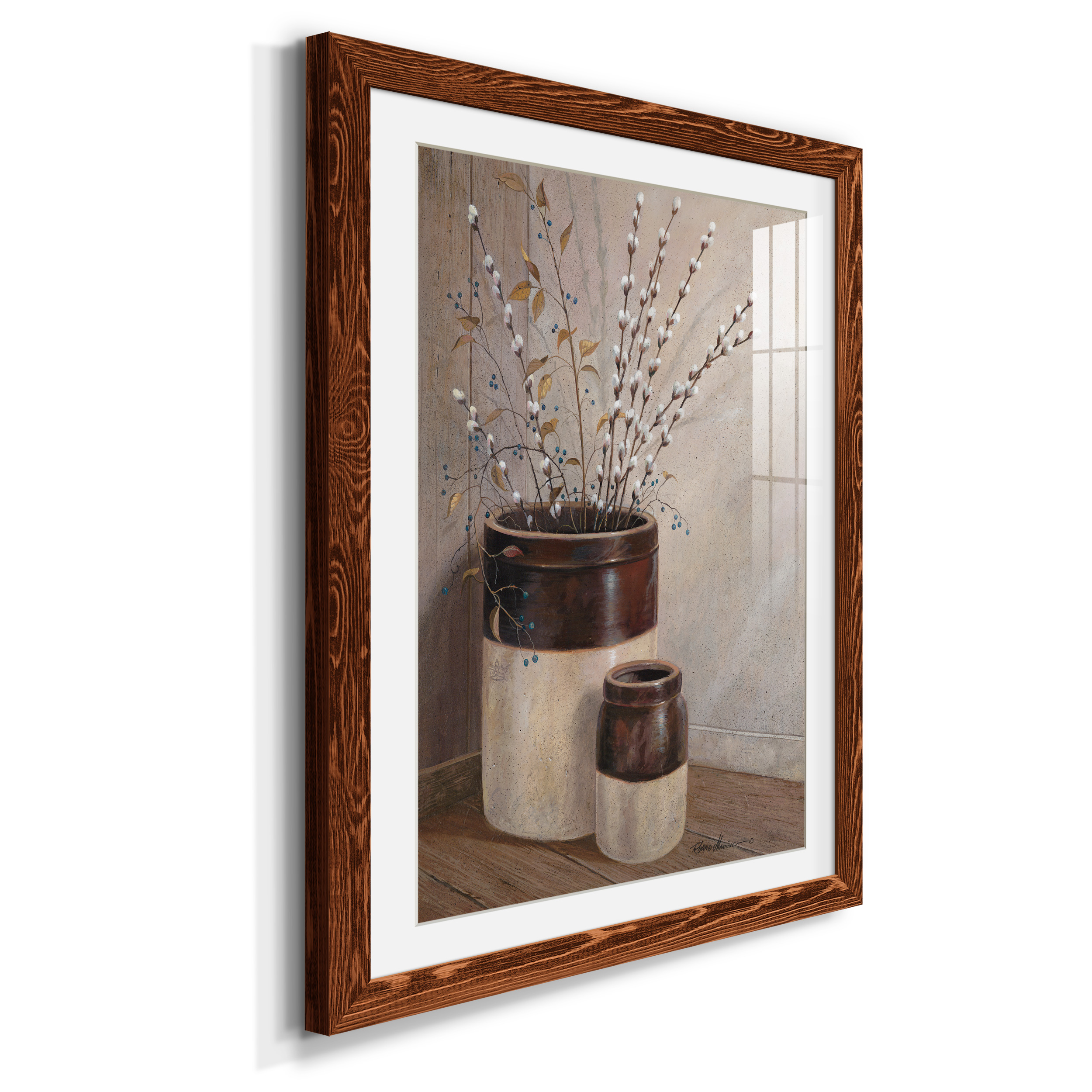 Pussywillows & Spring - Premium Framed Print - Ready to Hang - 27.5 x 37.5 - Maple Frame