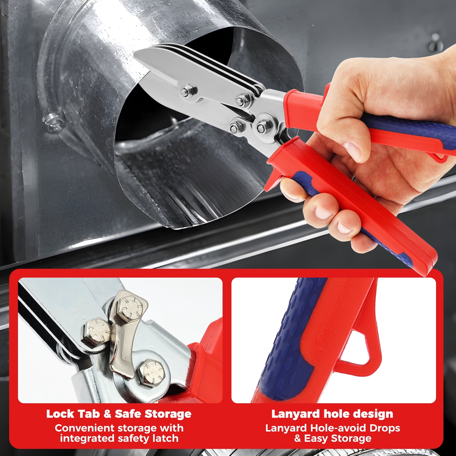 Ikoopy 5 Blade Hand Crimper Rust Resistant Gutter Crimping Tool and Sheet Metal Crimper with Anti Slip Ergonomic Handle for 22 to 28 Gauge Galvanized Steel Ductwork Downspouts Stove Pipes