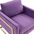 thumbnail image 2 of LeisureMod Accent Arm Chair Upholstered in Velvet with Gold Stainless Steel Sled Base and Removable Back and Seat Cushion No Assembly for Home, Bedroom, Office Lincoln Collection in Purple, 2 of 7