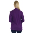 thumbnail image 3 of Simply Ravishing Women's Basic Assymetrical 3/4 Sleeve Open Drape Cardigan, Small, Eggplant, 3 of 4