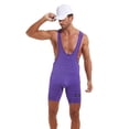 thumbnail image 2 of SOOMLON Men's Wrestling Singlets Athletic Supporters Slim Fit Sport Bodysuit Sleeveless Active Leotard Jumpsuits Body Shaping Underwear High Waist Wrestling Clothes Sports Training Clothes Purple M, 2 of 9
