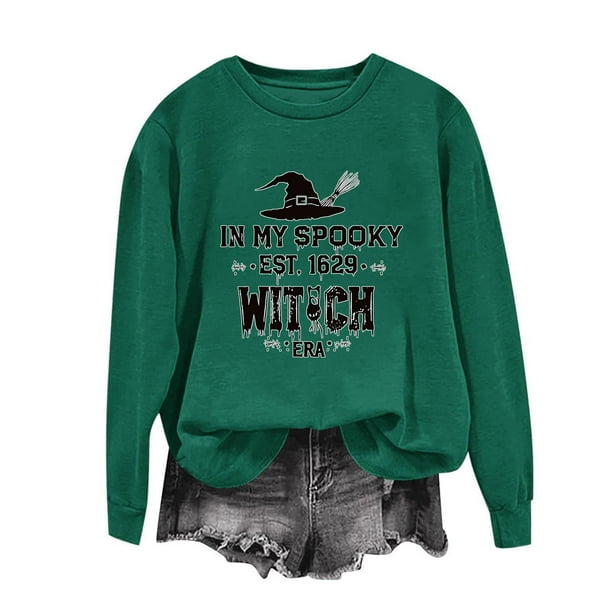 Heisall Womens Hoodies Halloween Print Long Sleeve Loose Casual Crew Neck Sweatshirts 2025 New Arrival Fashion Style