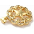 thumbnail image 4 of 1Pcs Flower Pendants with Star Rack Plating Brass Micro Pave Cubic Zirconia Pendants Real 18K Gold Plated DIY, 4 of 4