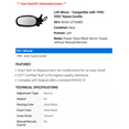 thumbnail image 2 of Left Mirror - Compatible with 1998 - 2002 Toyota Corolla 1999 2000 2001, 2 of 2