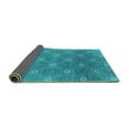thumbnail image 2 of Ahgly Company Indoor Round Oriental Turquoise Blue Industrial Area Rugs, 6' Round, 2 of 4