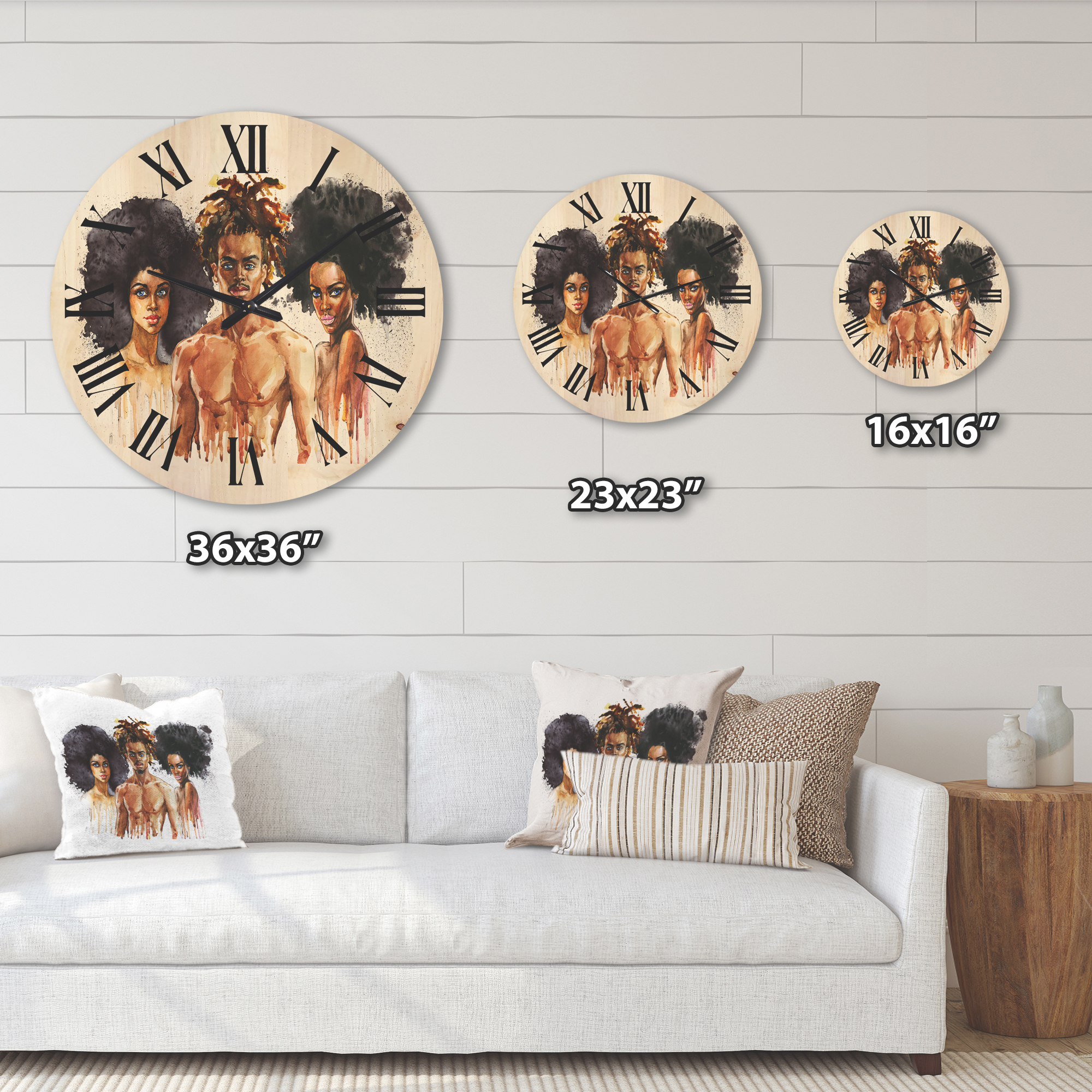 Designart 'Afro American Fashion Portraits' Glam Wood Wall Clock