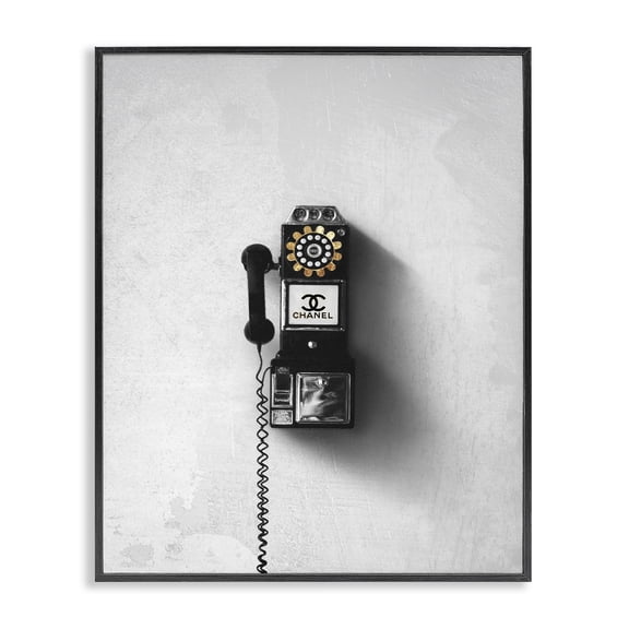 Stupell Industries Art Deco Vintage Fashion Dial Phone Glam Pop Black White Black Framed Giclee Art, 11 x 14, by Ziwei Li