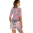thumbnail image 2 of FKELYI Pink Easter Egg Rabbit Print Women's Swimsuit Cover Ups Round Neck Swimwear Cover-Up Half-Sleeve Beachwear Bikini Beach Dress for Ladies Summer Vacation Swimming, 2XL, 2 of 6