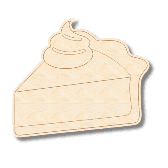 Unfinished Wood Etched Pumpkin Pie Slice Shape | Paint By Line Crafts 4" / 1/8"