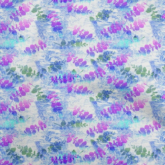 oneOone Cotton Cambric Purple Fabric Leaves Diy Clothing Quilting Fabric Print Fabric By Yard 56 Inch Wide